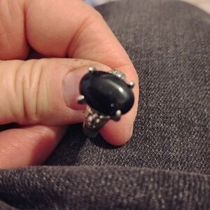Elegant Black Stone Silver Ring
